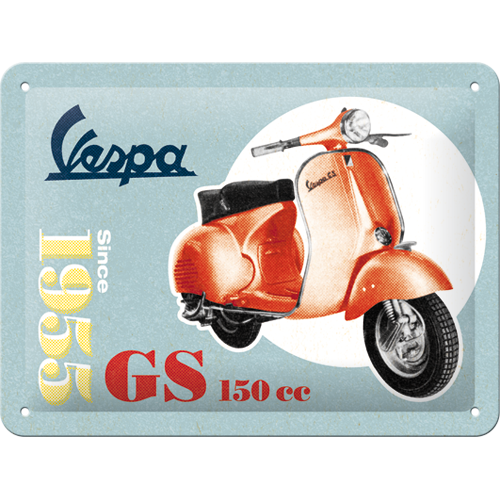 Blechschild Vespa GS 150 since 1955, 15 x 20 cm