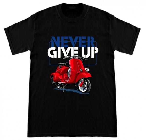 T-Shirt Never give up schwarz by Rollerladen