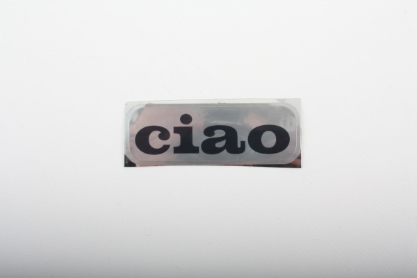 Aufkleber Schriftzug Tank Piaggio Ciao silber metallic