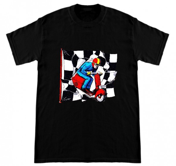 T-Shirt Rennfahrer schwarz by Rollerladen