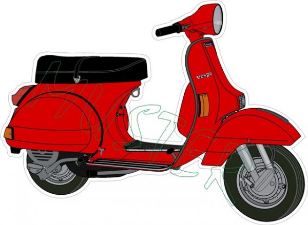 Aufkleber "Vespa Modell PX" rot