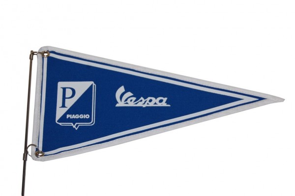 Wimpel Piaggio Vespa blau inklusive Stange