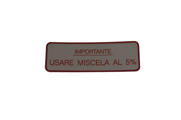 Aufkleber Tankdeckel 5% Miscela -1957 rot