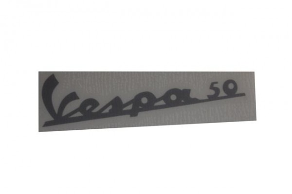 Schriftzug Beinschild "Vespa 50" Aufkleber silber