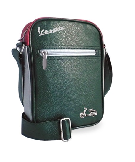 Messenger Bag mit Vespa Logo, grün-grau