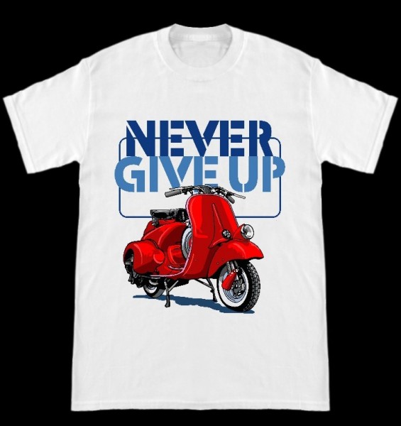 T-Shirt Never give up weiß by Rollerladen