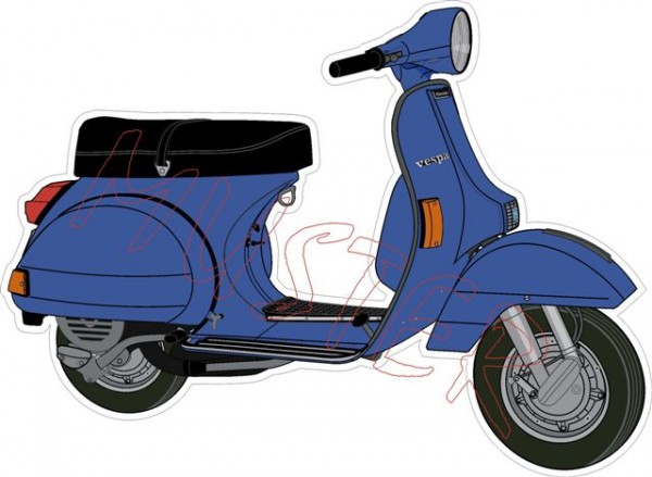 Aufkleber "Vespa Modell PX" blau