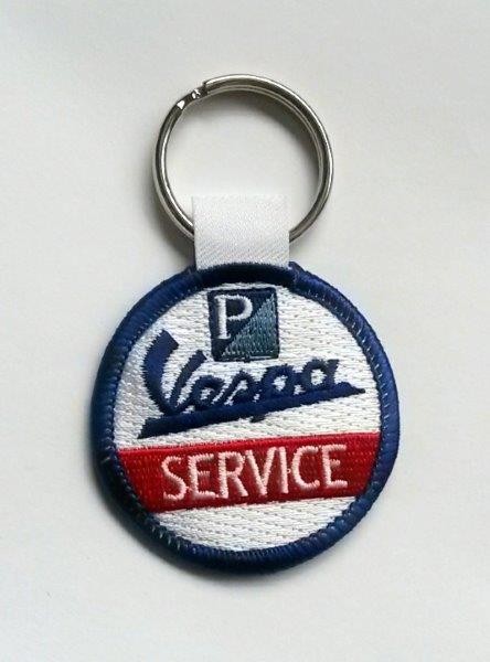 Schlüsselanhänger Vespa Service, weiß-blau