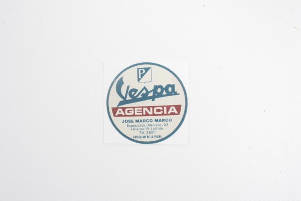 Aufkleber Händlerschild fürs Beinschild Vespa Agencia