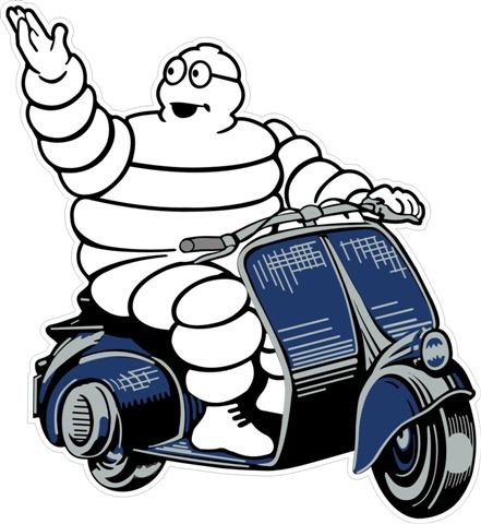 Aufkleber "Michelin Man auf Vespa"