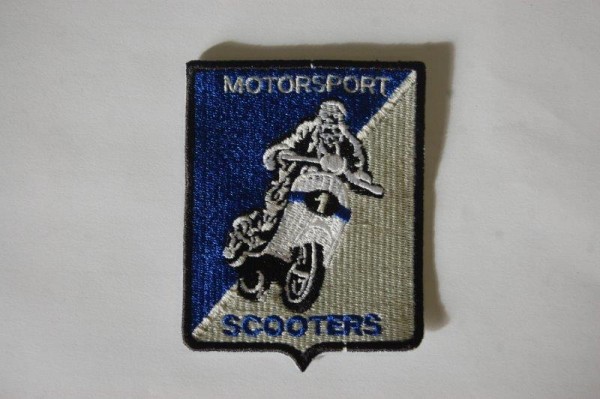 Aufnäher "Motorsport Scooters" blau/grau viereckig