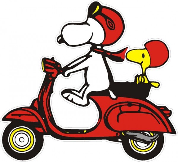  Aufkleber Snoopy auf Vespa rot