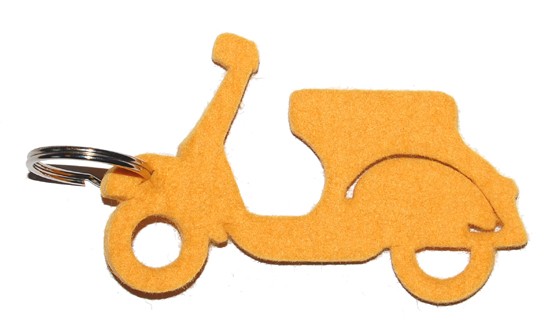 Schlüsselanhänger Scooter aus Filz gelb