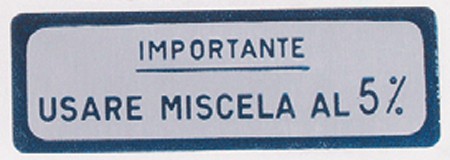Aufkleber Tankdeckel 5% Miscela -1957 blau