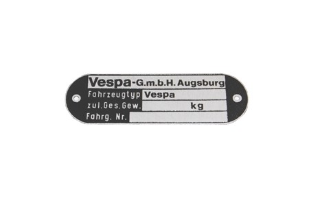 Typenschild Vespa Augsburg