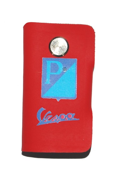 Schlüsseletui mit Piaggio Logo und Vespa Schriftzug,rot
