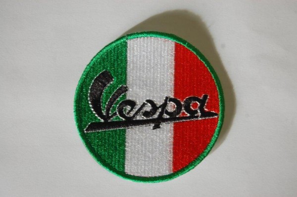Aufnäher "Vespa Italia" grün/weiß/rot rund